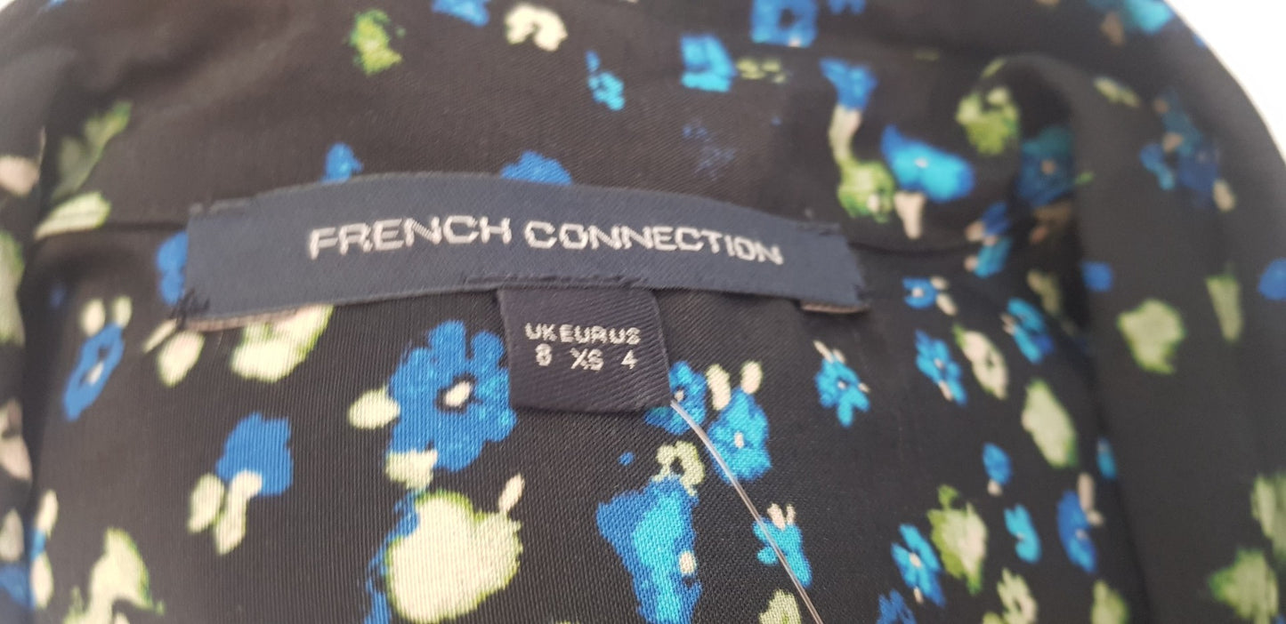 French Connection Floral Blue Green Black  Shirt Dress Size 8 BNWT