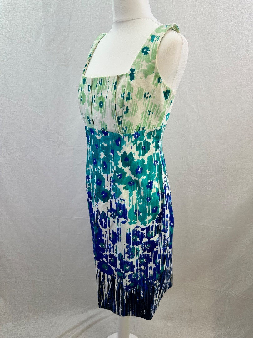 Calvin Klein Blue Green White Stretchy Dress Size 6/10 VGC