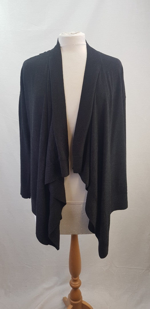 All Saints Black Wool Cardigan Zip Detail Size M Excellent Condition