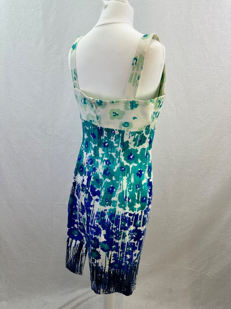 Calvin Klein Blue Green White Stretchy Dress Size 6/10 VGC