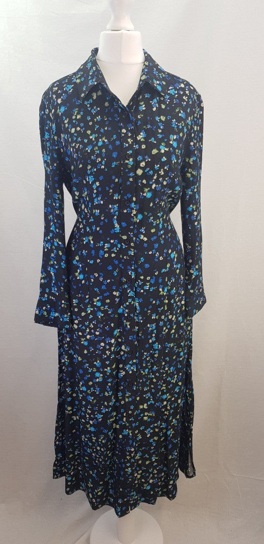 French Connection Floral Blue Green Black  Shirt Dress Size 8 BNWT