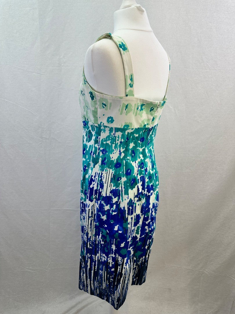 Calvin Klein Blue Green White Stretchy Dress Size 6/10 VGC