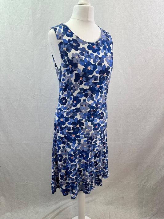 Cath Kidston Blue Floral Stretchy Sleeveless Dress Size 10 Excellent Condition