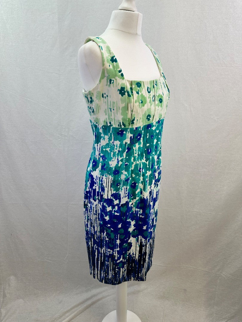 Calvin Klein Blue Green White Stretchy Dress Size 6/10 VGC