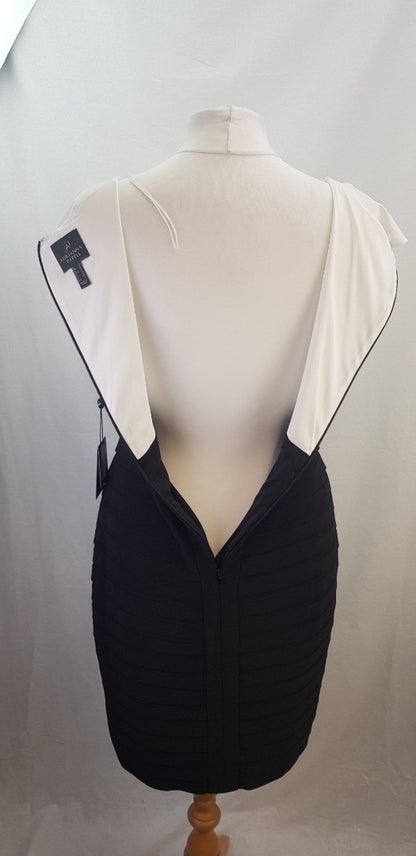 Adriana Papell Black White Bodycon Dress Size 14 BNWT