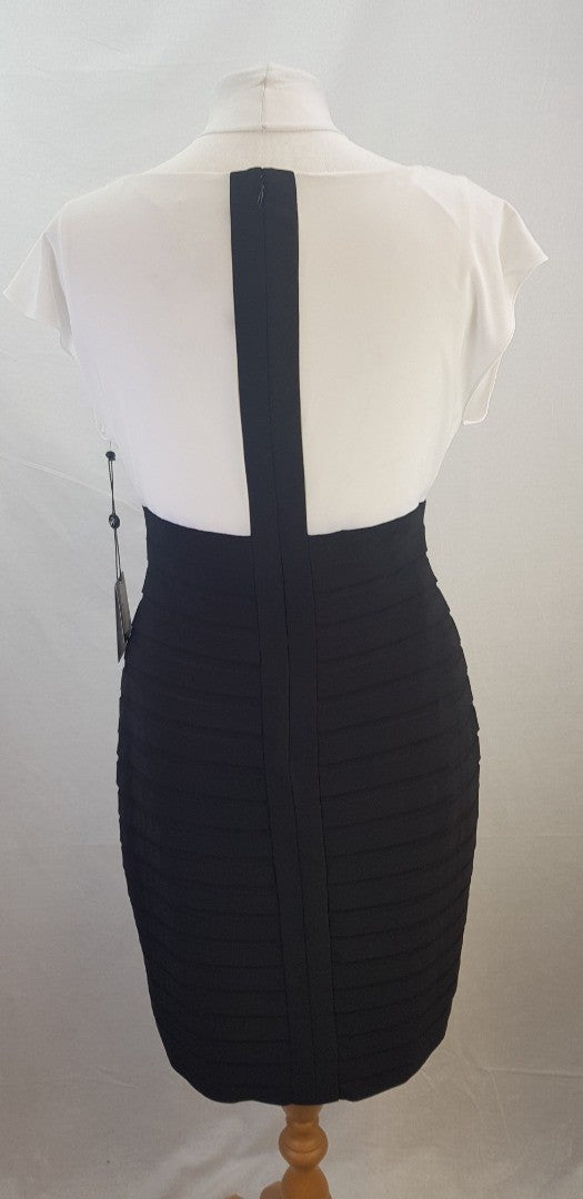 Adriana Papell Black White Bodycon Dress Size 14 BNWT