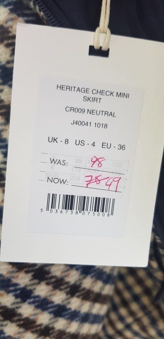 Jigsaw Heritage Check Mini Skirt Size 8 BNWT