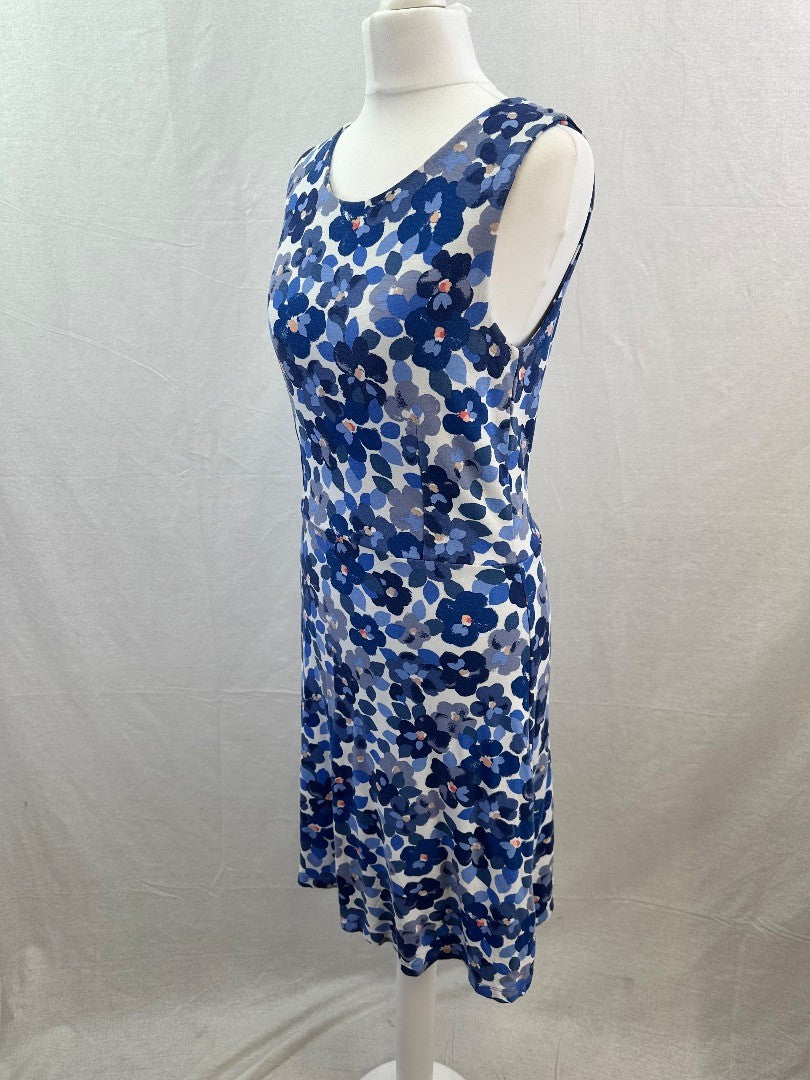 Cath Kidston Blue Floral Stretchy Sleeveless Dress Size 10 Excellent Condition