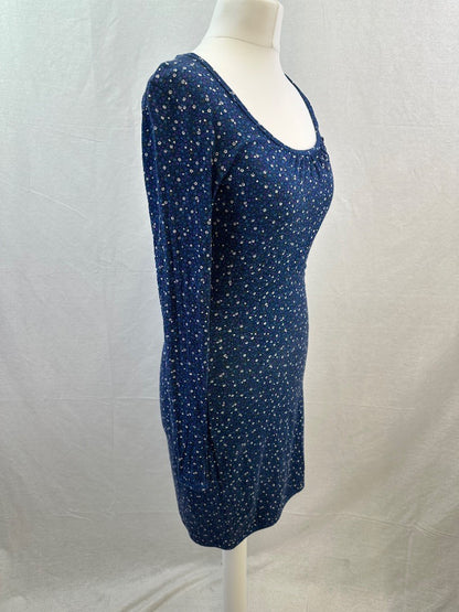 Jumping Ships Blue Stretchy Floral Dress Size 8 VGC