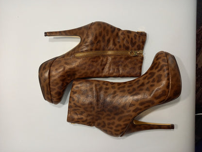 Ted Baker Boots Heeled, Women's Size 3 Faux Leather Leopard Print Ltd High Heels