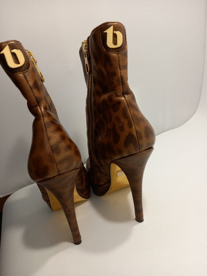 Ted Baker Boots Heeled, Women's Size 3 Faux Leather Leopard Print Ltd High Heels