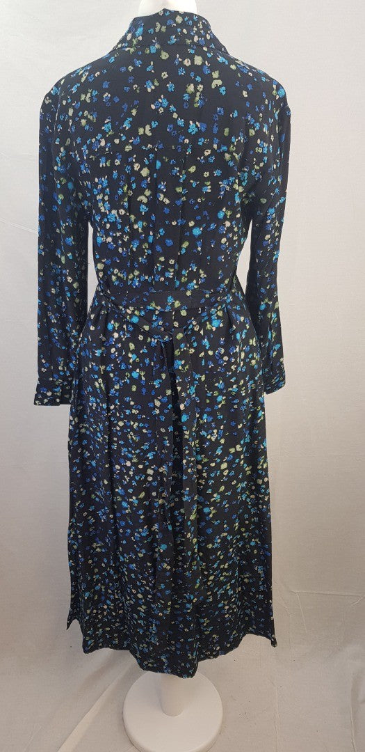 French Connection Floral Blue Green Black  Shirt Dress Size 8 BNWT