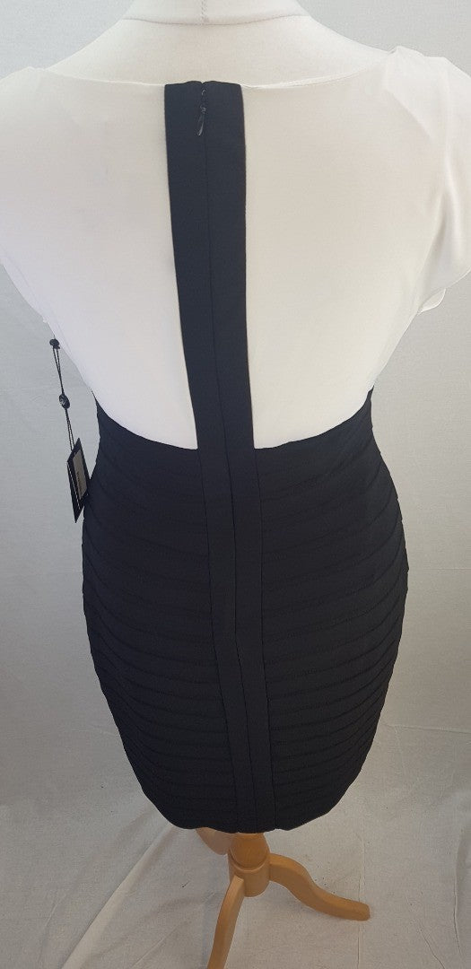 Adriana Papell Black White Bodycon Dress Size 14 BNWT