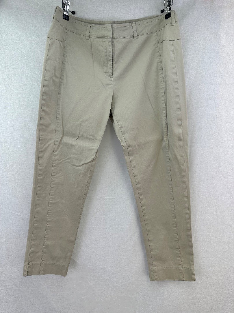 Trenery Cream Stretchy Trousers Size 12 Excellent Condition