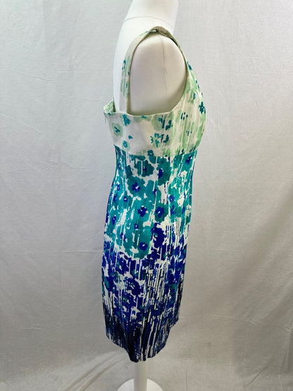 Calvin Klein Blue Green White Stretchy Dress Size 6/10 VGC