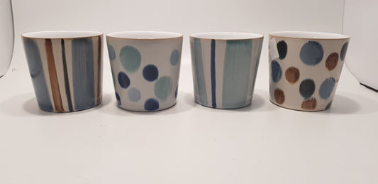 Denby Mugs x4 Green Blue Brown Stripes Spots GC