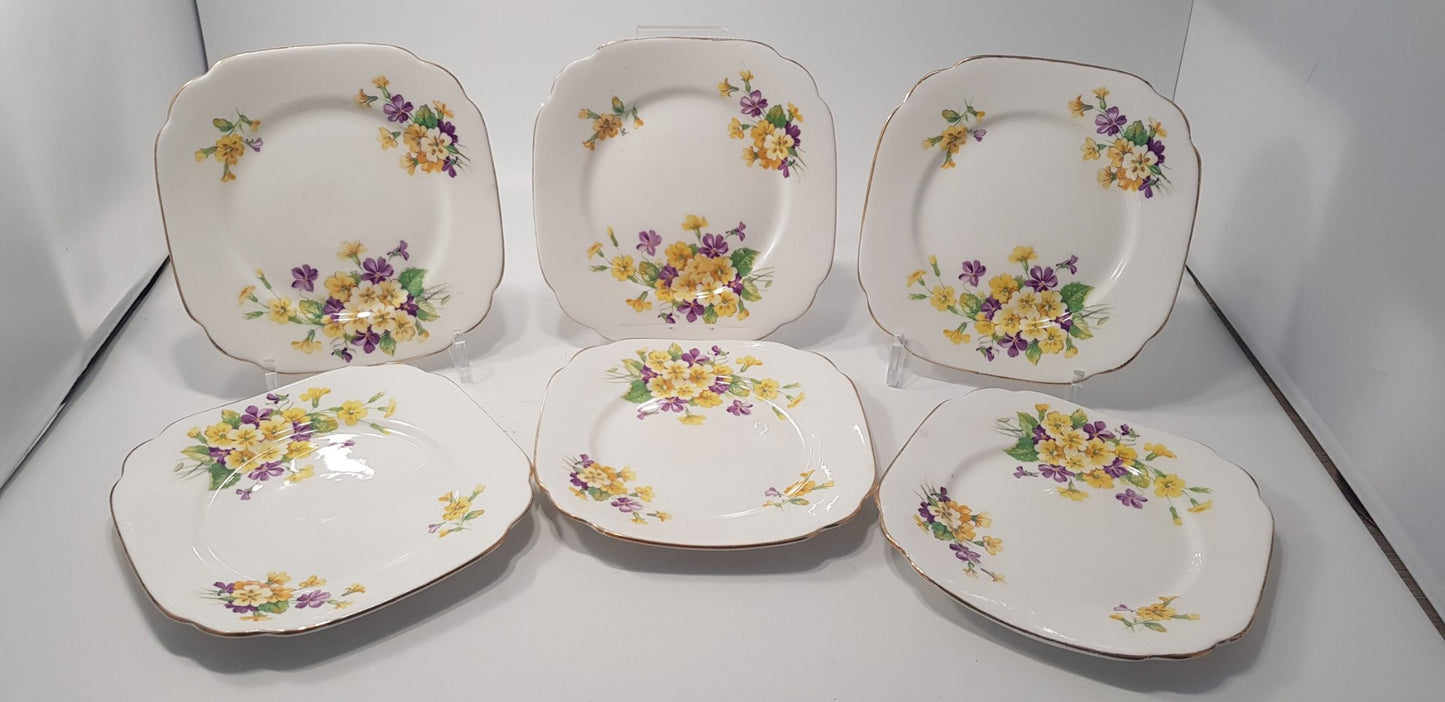 Royal Albert Bone china Floral 6" Side Plates x6 Vintage