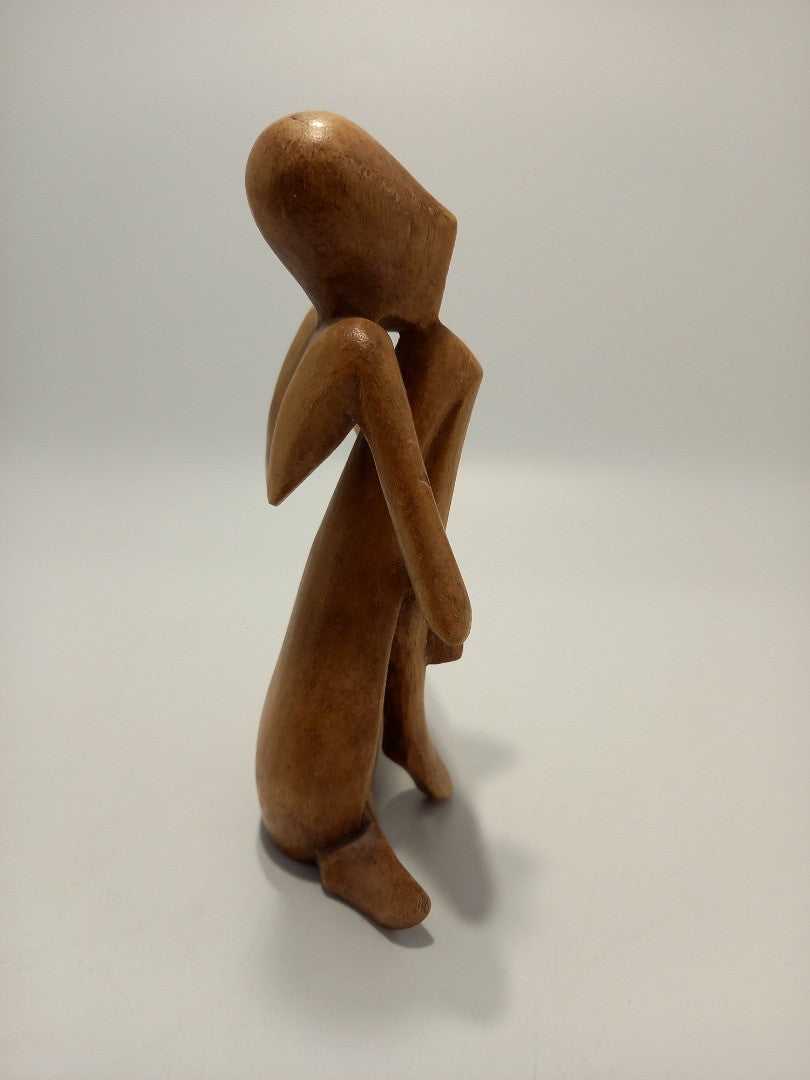 Carved Wooden Yoga Meditating Pose Statue of Praying Man Ornament 8"