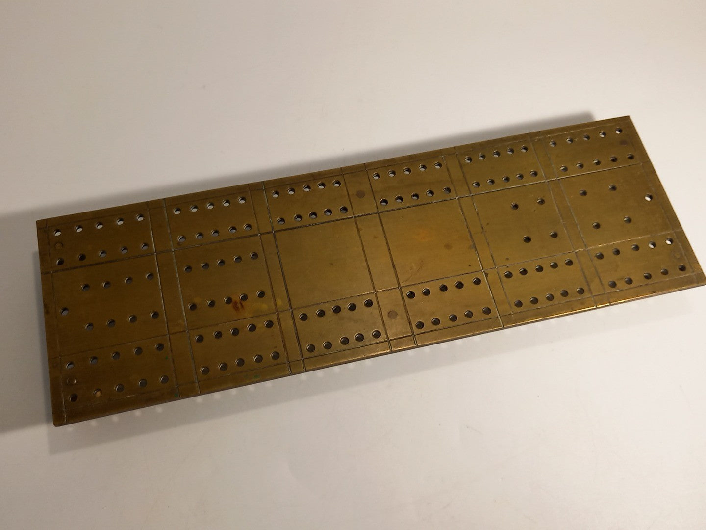 Brass Cribbage Board Vintage with Intricate Etched Detailing - Collectible Game