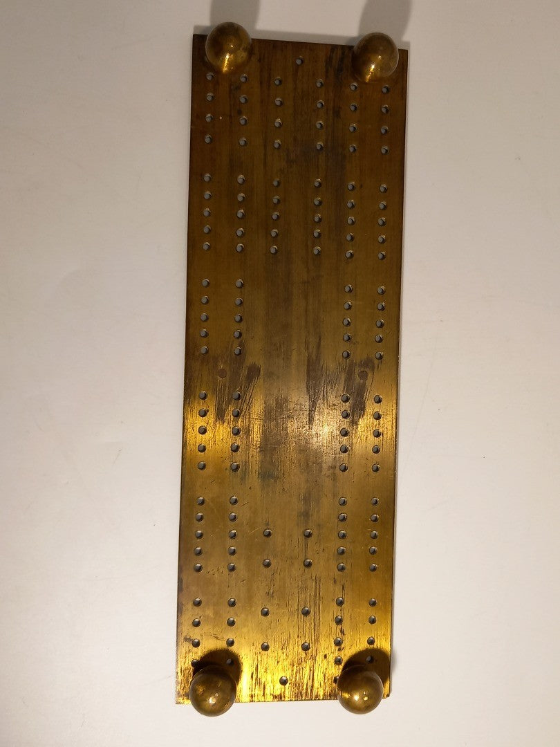 Brass Cribbage Board Vintage with Intricate Etched Detailing - Collectible Game