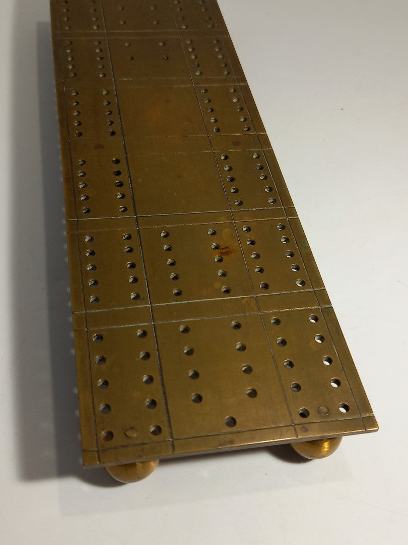 Brass Cribbage Board Vintage with Intricate Etched Detailing - Collectible Game