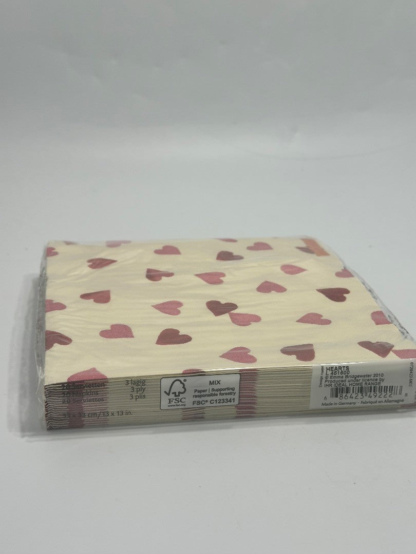 Emma Bridgewater hearts cream paper 33 cm 3 ply napkins 20 pk