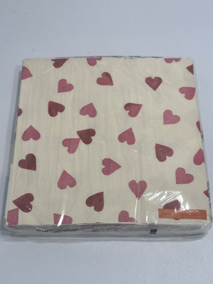 Emma Bridgewater hearts cream paper 33 cm 3 ply napkins 20 pk