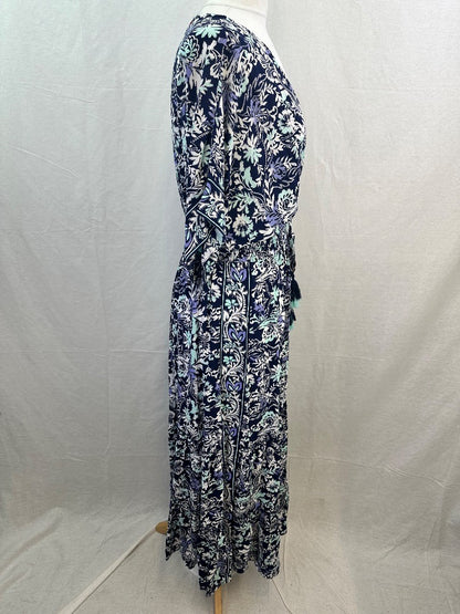 Joe Brown BoHo Floral Long Dress Blue White Green Size 14 BNWT