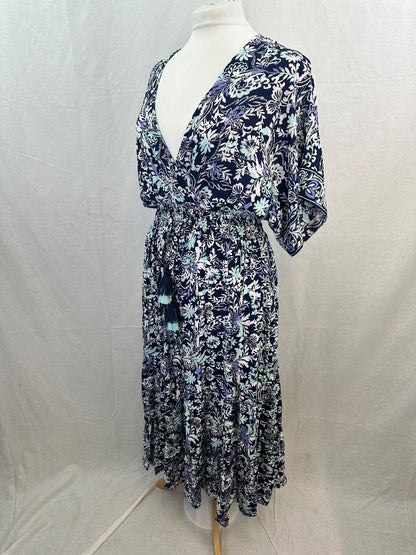 Joe Brown BoHo Floral Long Dress Blue White Green Size 14 BNWT