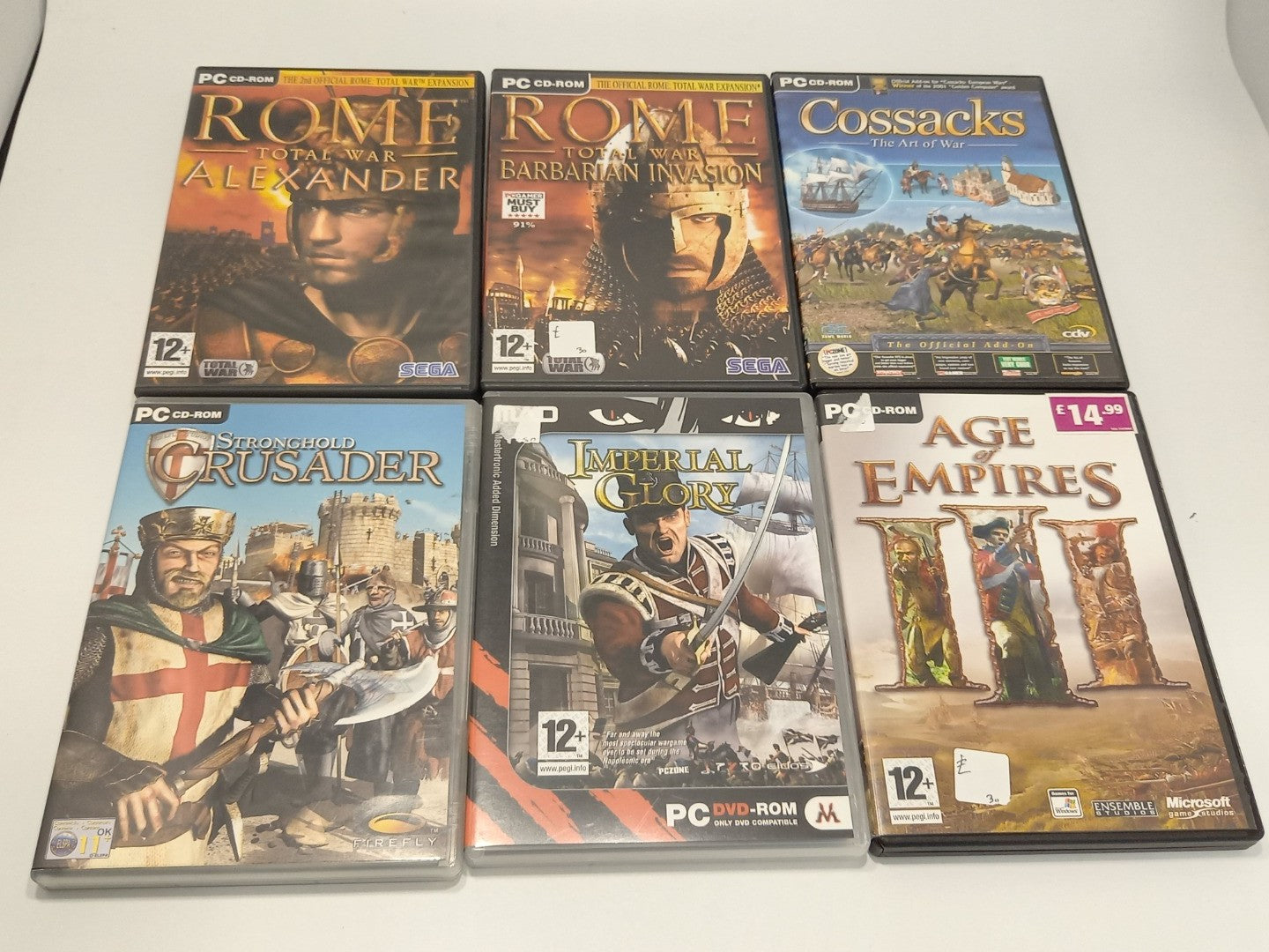 Bundle x6 PC CD-ROM Video Games; Rome Total War, Cossacks, Age of Empires