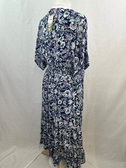 Joe Brown BoHo Floral Long Dress Blue White Green Size 14 BNWT