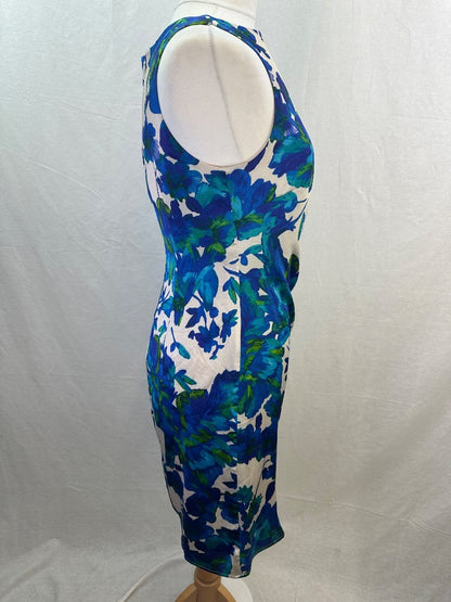 Coast Floral Dress Blue Green White Size 14 Fully Lined VGC