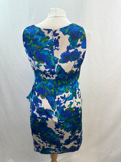 Coast Floral Dress Blue Green White Size 14 Fully Lined VGC