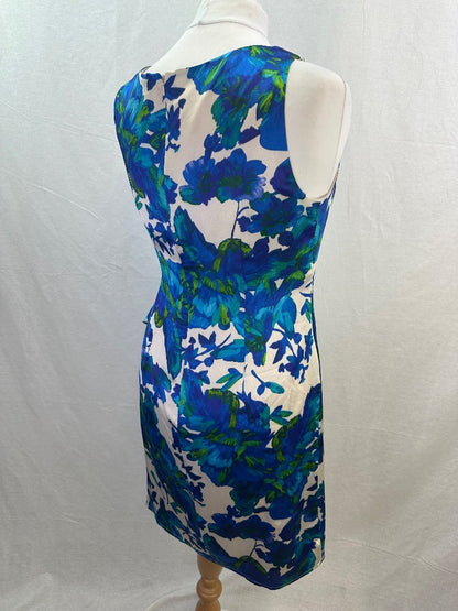 Coast Floral Dress Blue Green White Size 14 Fully Lined VGC