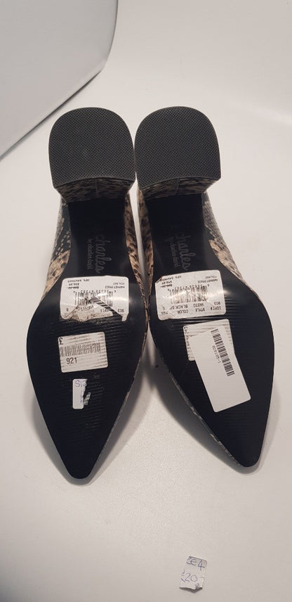 Charles By Charles David Snakeskin Black Heel Slip-on Court Shoe Size 6 UK New