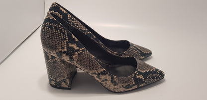 Charles By Charles David Snakeskin Black Heel Slip-on Court Shoe Size 6 UK New