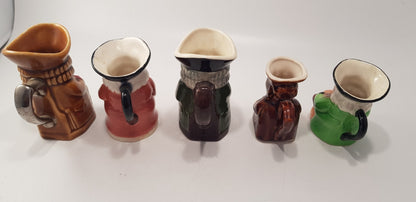 Set of 5 Small Toby Jugs Vintage VGC