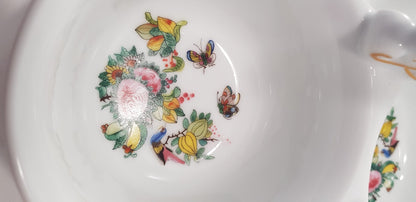 William Sonoma Condiment Serving Dish Trio Flowers Birds Butterflies Excellent Condition