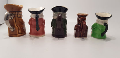 Set of 5 Small Toby Jugs Vintage VGC