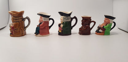 Set of 5 Small Toby Jugs Vintage VGC