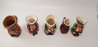 Set of 5 Small Toby Jugs Vintage VGC