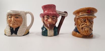 Set of 3 Small Toby Jugs Vintage VGC