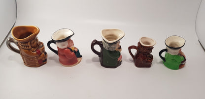 Set of 5 Small Toby Jugs Vintage VGC