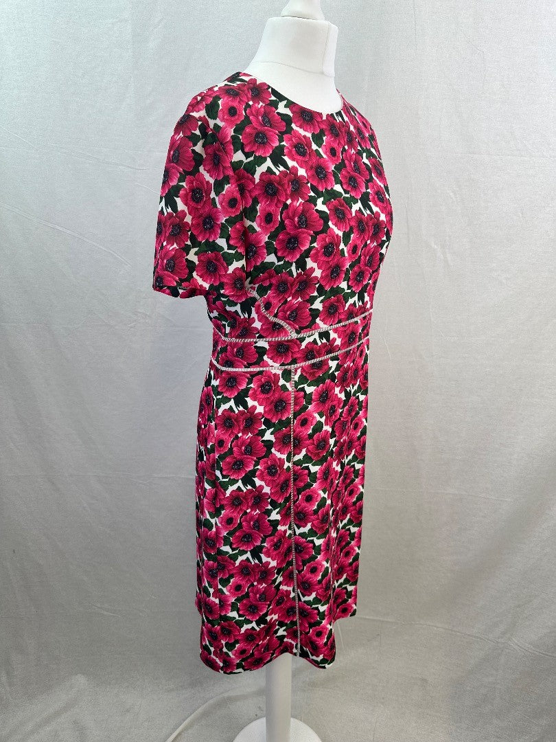 Hobbs Livia Dress Raspberry Floral Size 10 BNWT