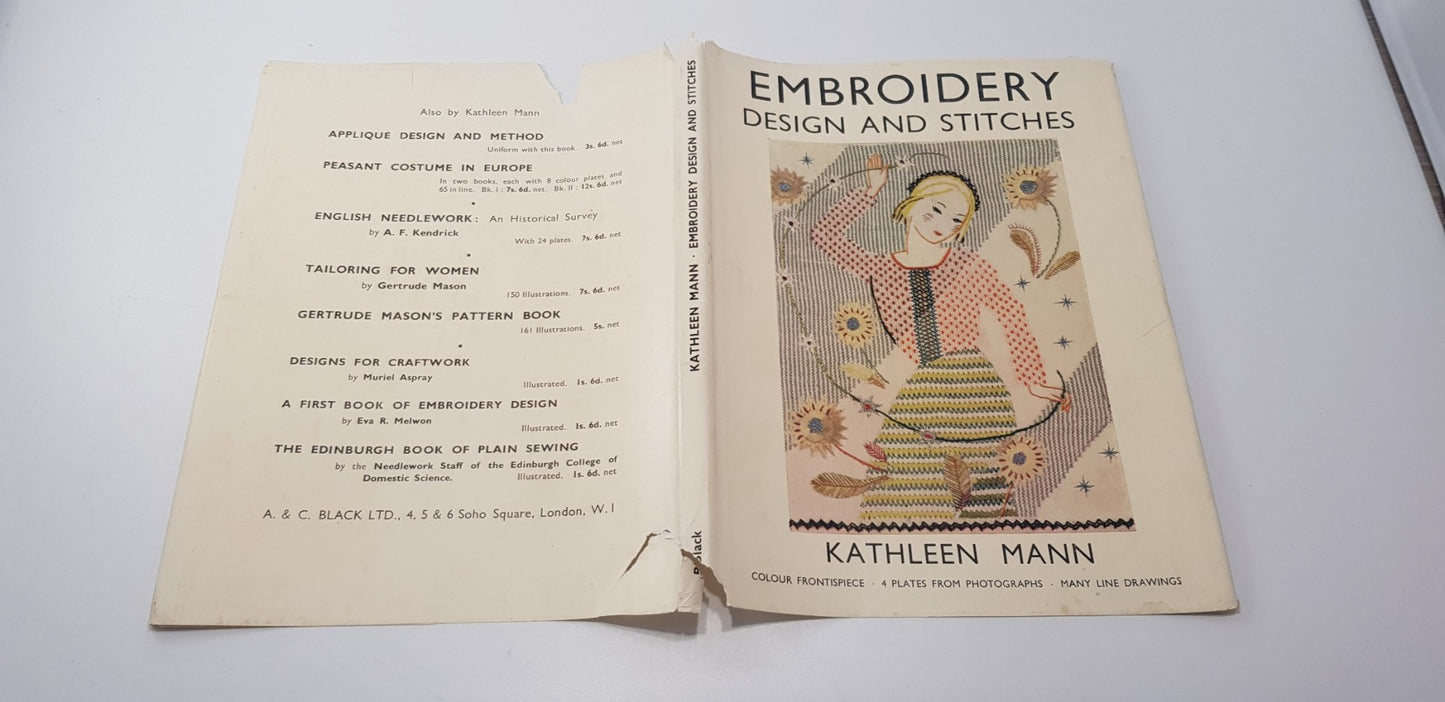 Embroidery Design & Stitches by Kathleen Mann 1st Ed. Hardback 1937 VGC Vintage