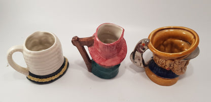 Set of 3 Small Toby Jugs Vintage VGC