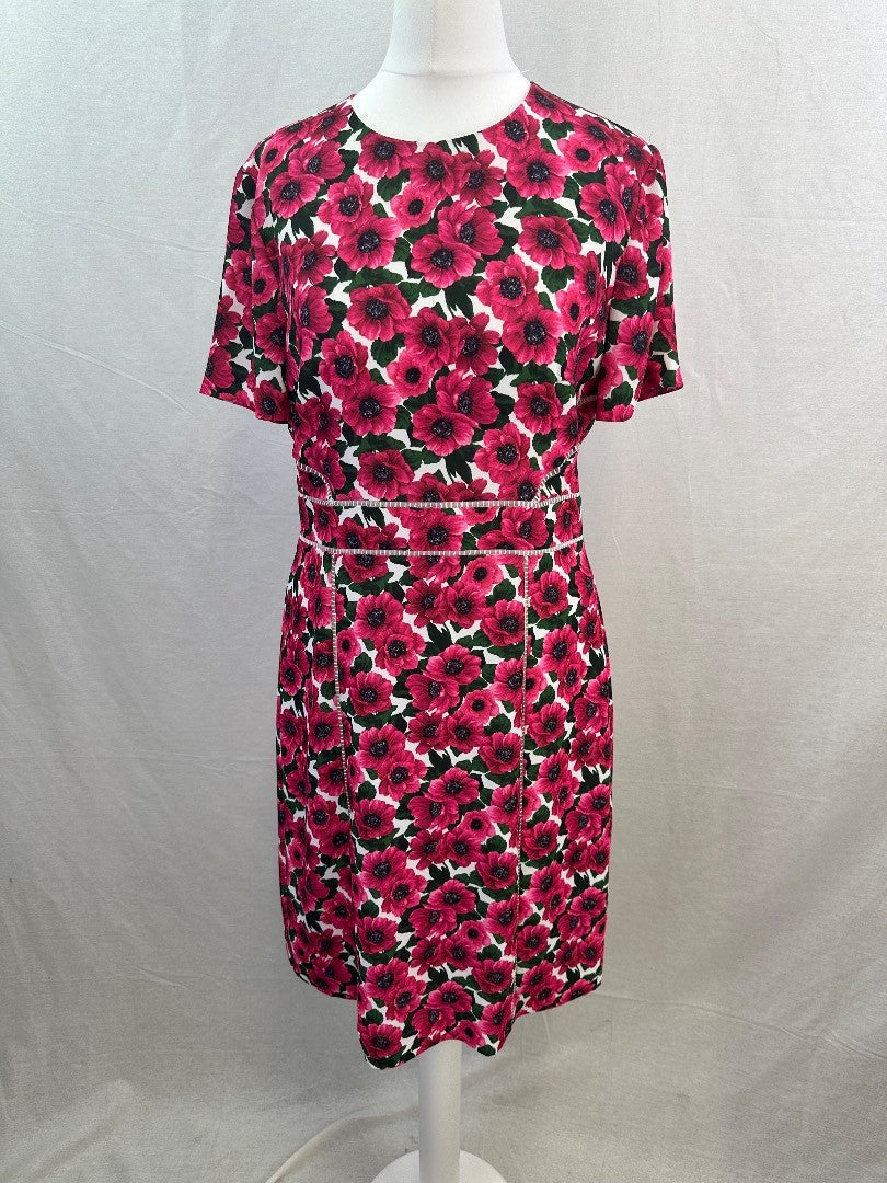 Hobbs Livia Dress Raspberry Floral Size 10 BNWT