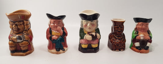 Set of 5 Small Toby Jugs Vintage VGC