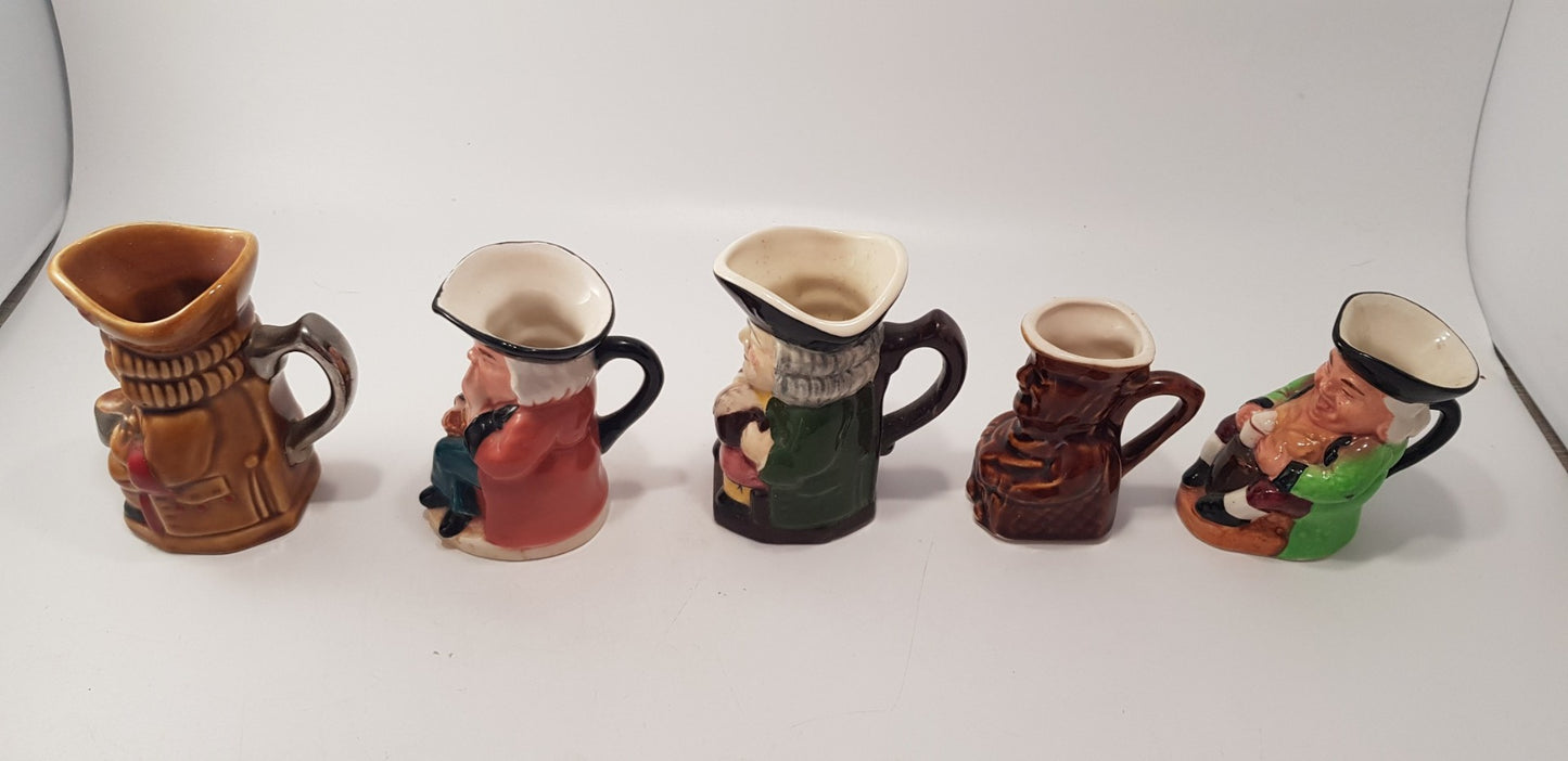 Set of 5 Small Toby Jugs Vintage VGC