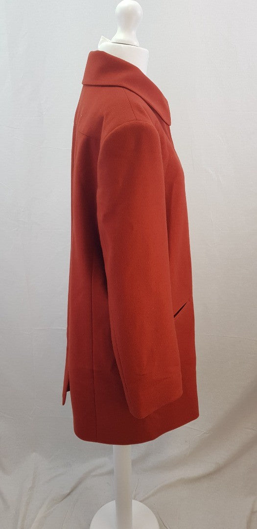 Aquascutum Burnt Orange Wool Trench Coat Size 12 Excellent Condition